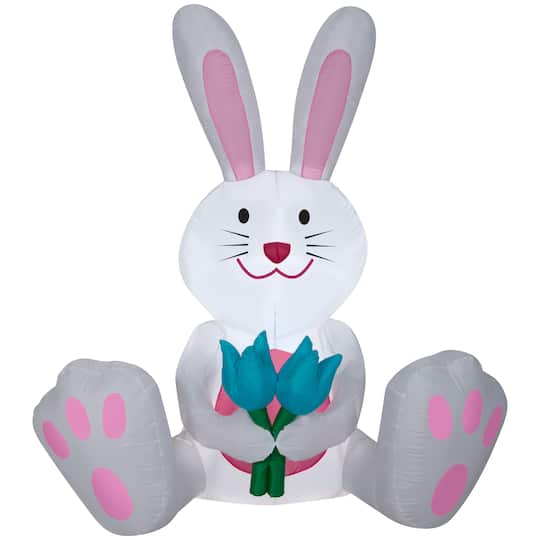 5ft. Airblown&#xAE; Inflatable Easter Bunny with Flowers